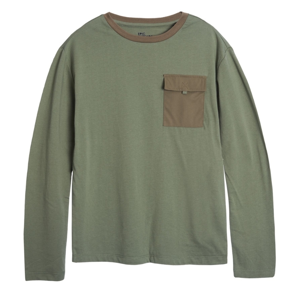 Big Boys Long Sleeve Solid Chest Pocket T-shirt